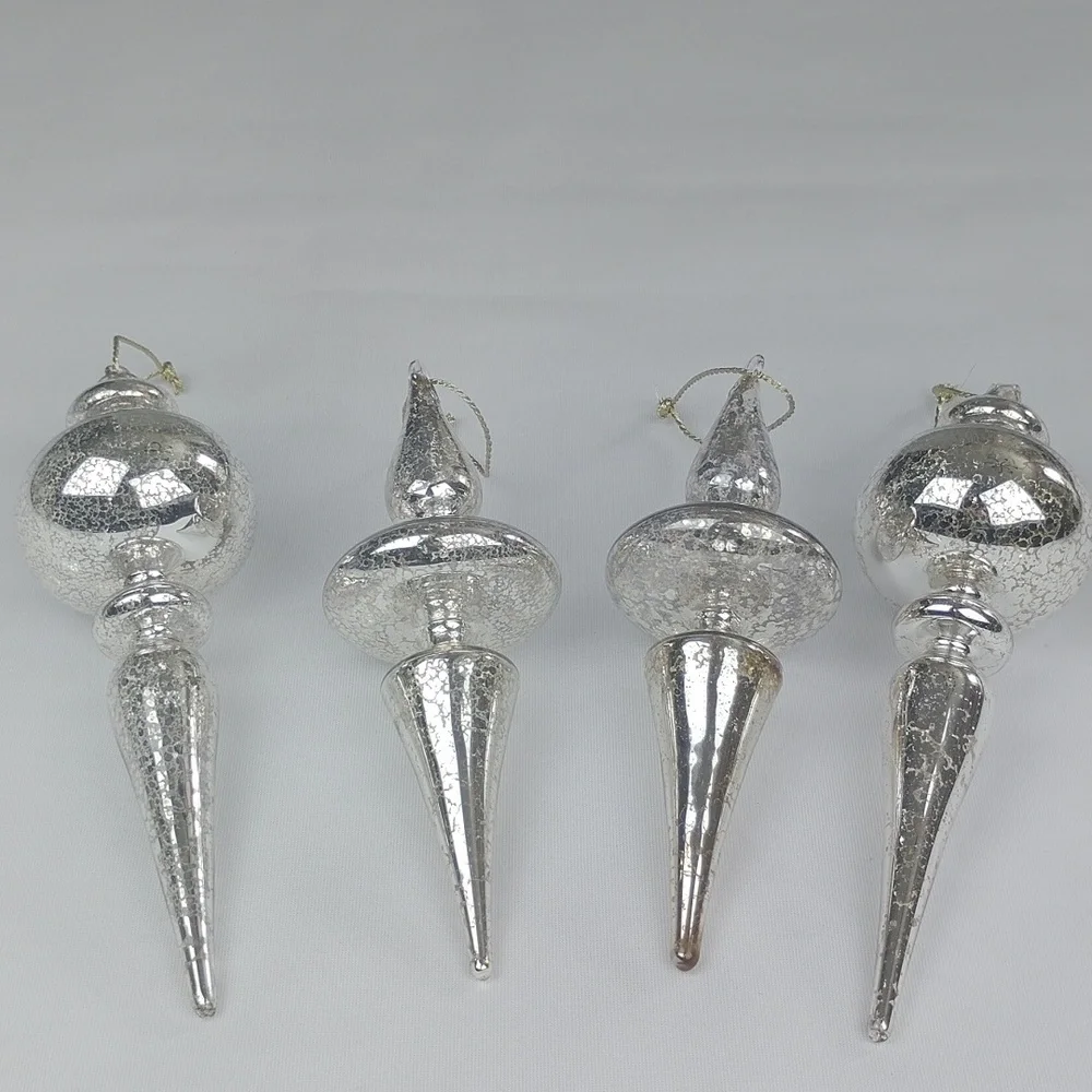 Restoration Hardware Hand blown Glass Finials Ornaments. Set Of four.